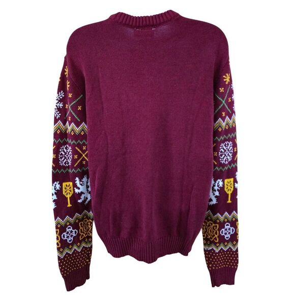 Game Of Thrones "I Drink And I Know Things" Lion Holiday Sweater Small Red Knit - Picture 2 of 7